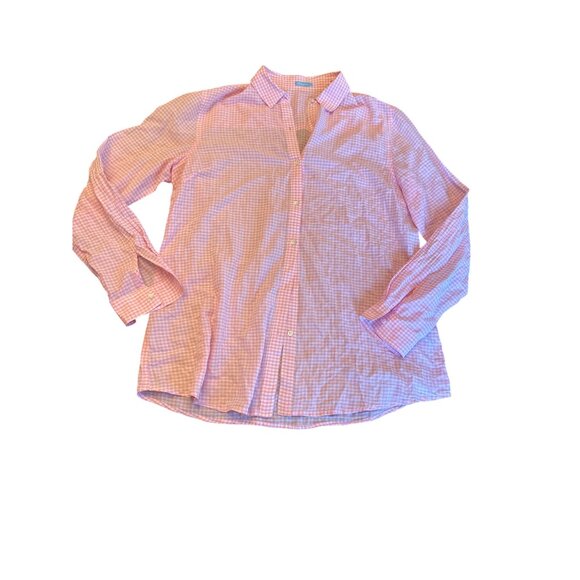 J.McLaughlin Tops - J.McLaughlin Womens Pink Gingham Button-Up Shirt Medium Cottage Preppy Coastal